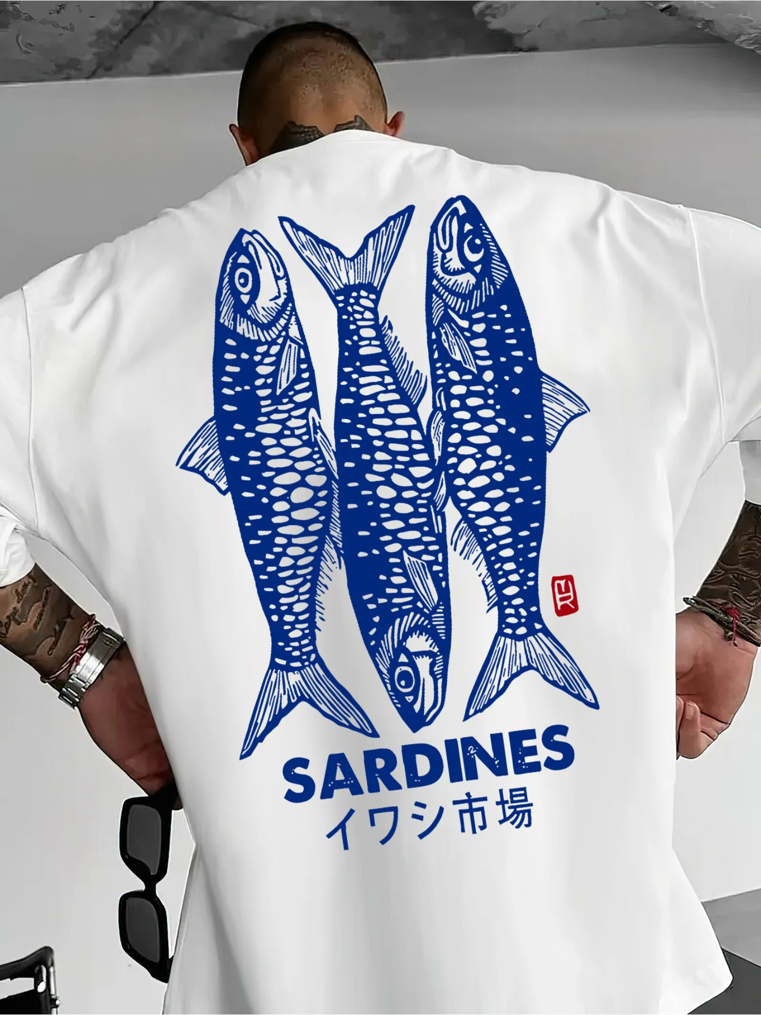 Sardines Market Graphic T-Shirt Men Women Streetwear Short Sleeve Cotton Fish Art Casual Urban Tee Tops