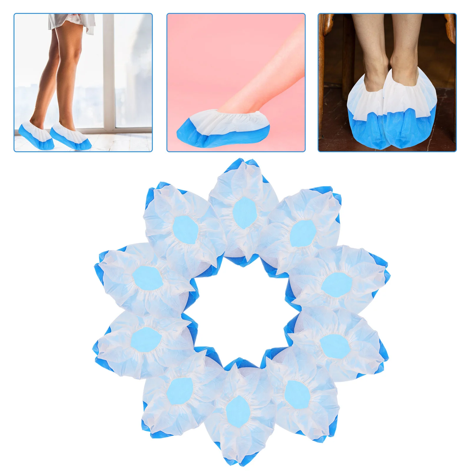 50Pcs Non-Slip Breathable Shoe Covers Adult Indoor Shoe Protectors Flexible Elastic Opening Floor Protection Shoes Cover