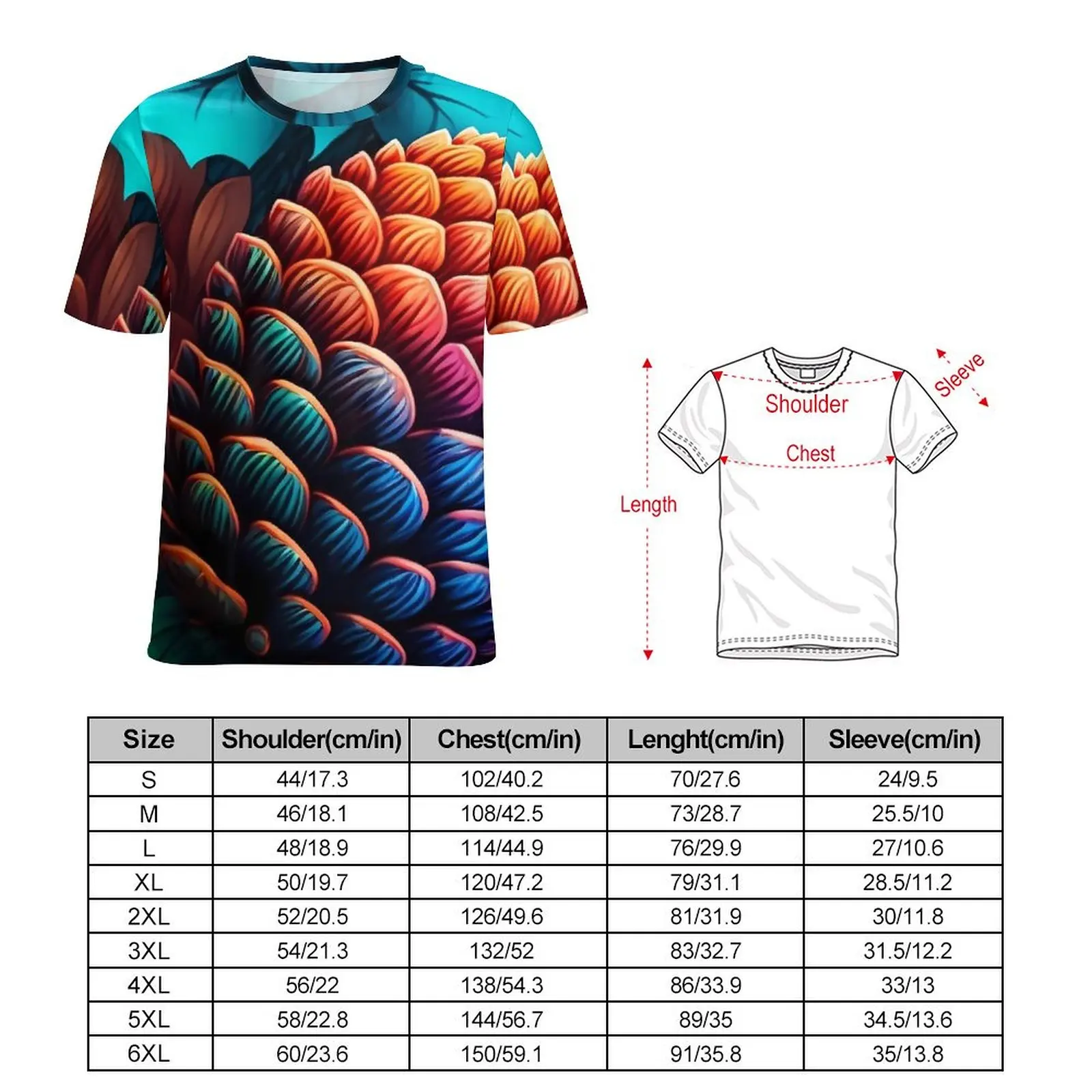 Plus Size T-Shirt Summer Pine Cones T-Shirts Colorful Autumn Aesthetic O-Neck Tee Shirt Man Trending Graphic Tops