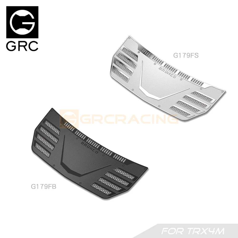 Decorazione del cofano Simulazione in acciaio inossidabile in stile F Guscio per auto Foglio protettivo in metallo G179fs per 1/18 Traxxas Trx-4m Bronco Trx4m