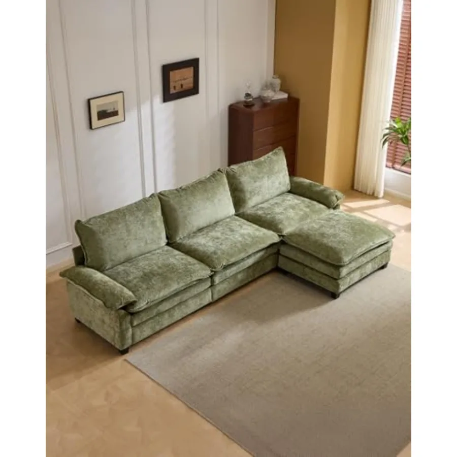 3-Seat L-Shaped Sectional Couch for living room, fabric upholstery, gray, modular design with reversible chaise