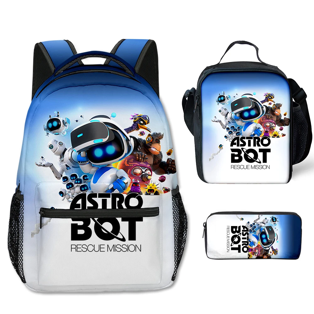 

Cartoon Novelty Cool New astro bot 3D Print 3pcs/Set Student School Bags Laptop Backpack Crossbody Lunch bag Pencil Case