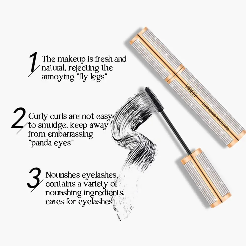 Diamond 4d Mascara Zijde Vezel Waterdichte Lange Wimper Verlenging Verlenging Dikke Zwarte Mascara Oogmake-Up Producten Cosmetica