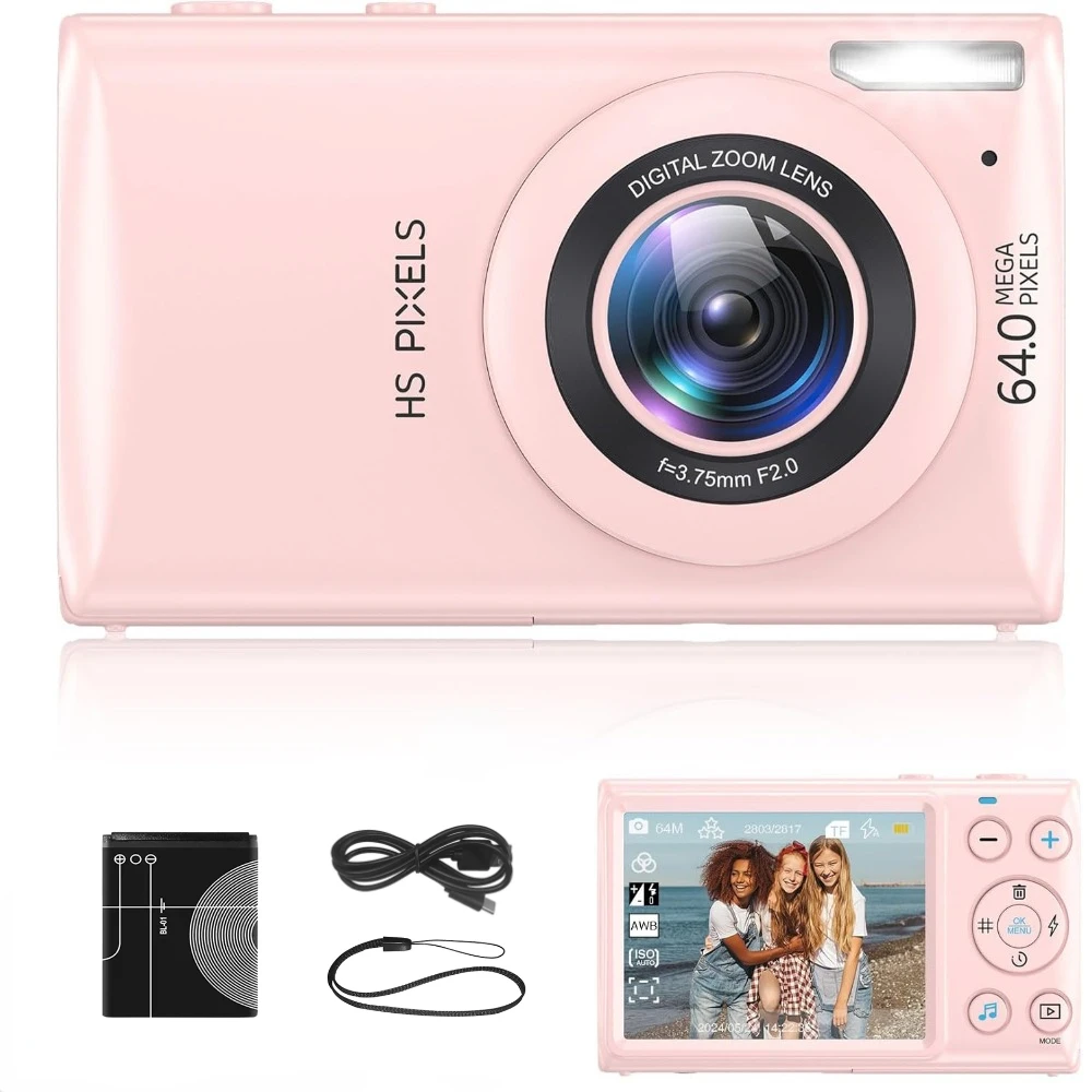 18X Digital Zoom Compact Cameras for Photography 4K 64MP Digital Camera Children Beginner Vintage Vlog Video Camera for YouTube