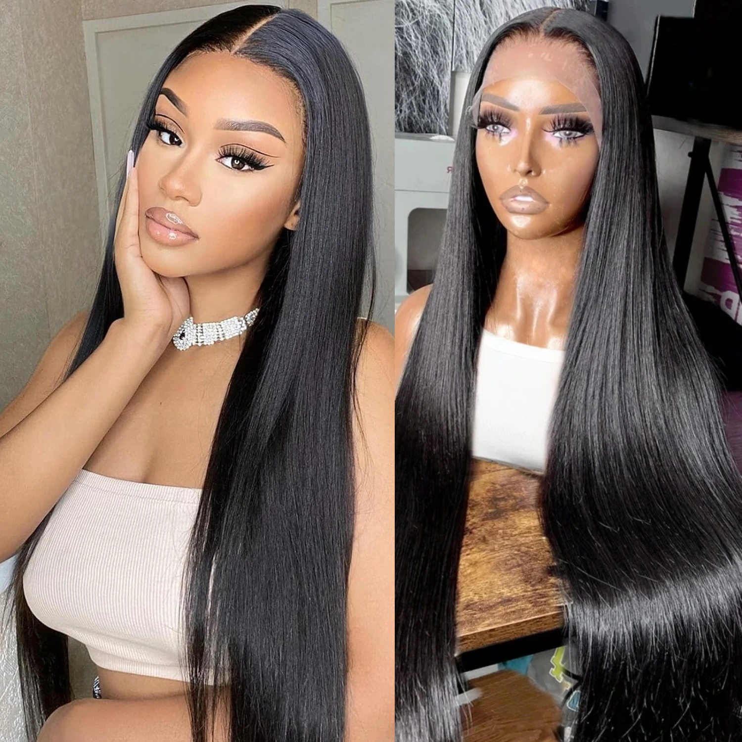 

Wigs Human Hair 13x4 HD Lace Frontal Wig Straight Human Hair Wigs For Women PrePlucked Transparent Lace Front Human Hair Wig