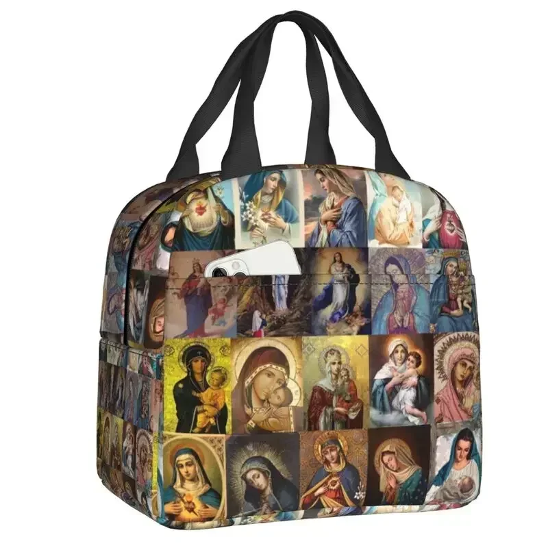 صندوق غداء معزول من مريم العذراء للنساء، حقيبة حرارية مبردة دافئة، حقيبة عمل مدرسية للطعام والنزهات #5