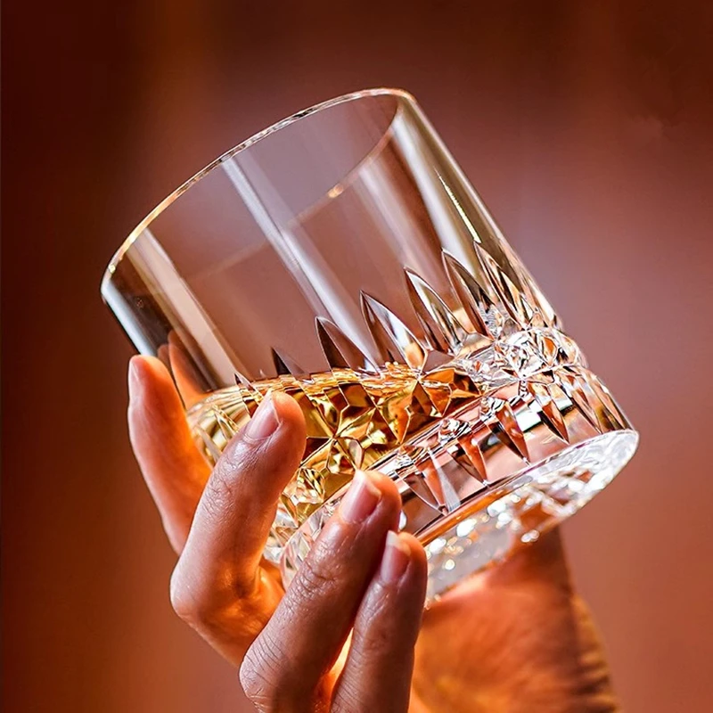 

Pure Hand Engraving Old Fashion Tumbler Lowball Whisky Glass Classic Wheat Awn Figure XO Liquor Wine Rocks Whiskey Cup Gift Box