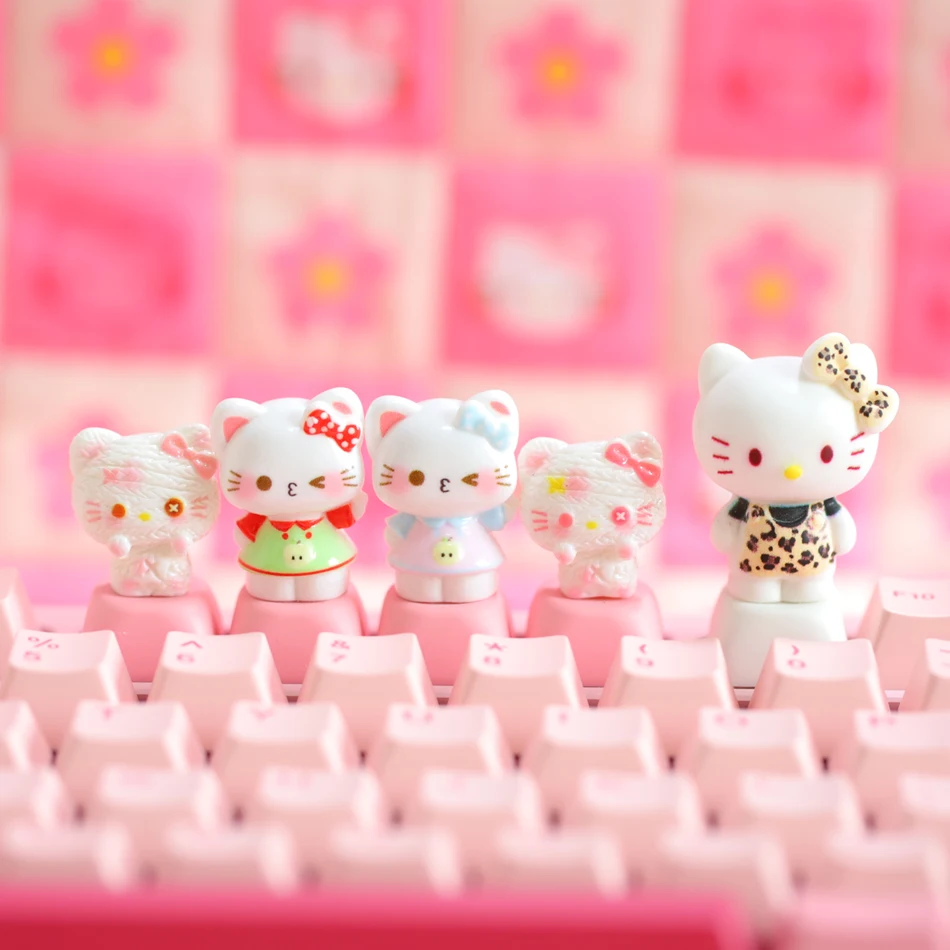 1pcs Personalized Cartoon KeyCap Creative Cute Pink Hello Kitty ESC KeyCaps Cross Axis Mechanical Keyboard Cap [In Stock]
