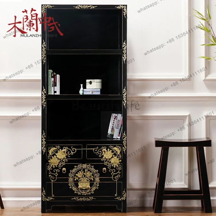 Original Chinese furniture custom-made hand-painted gold display cabinet
