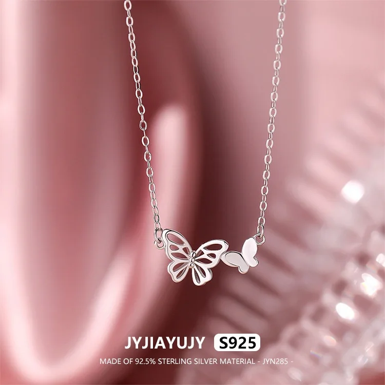 

JYJIAYUJY 100% Whole Original Sterling Silver S925 Penddant Necklace Smooth Hollowed Out Butterfly Jewelry Gift Daily JYN285