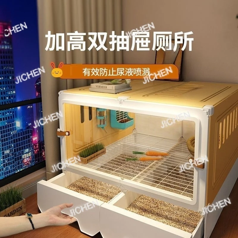 

cage household large with toilet, manure removal and anti-spray urine rabbit villa winter indoor rabbit nest