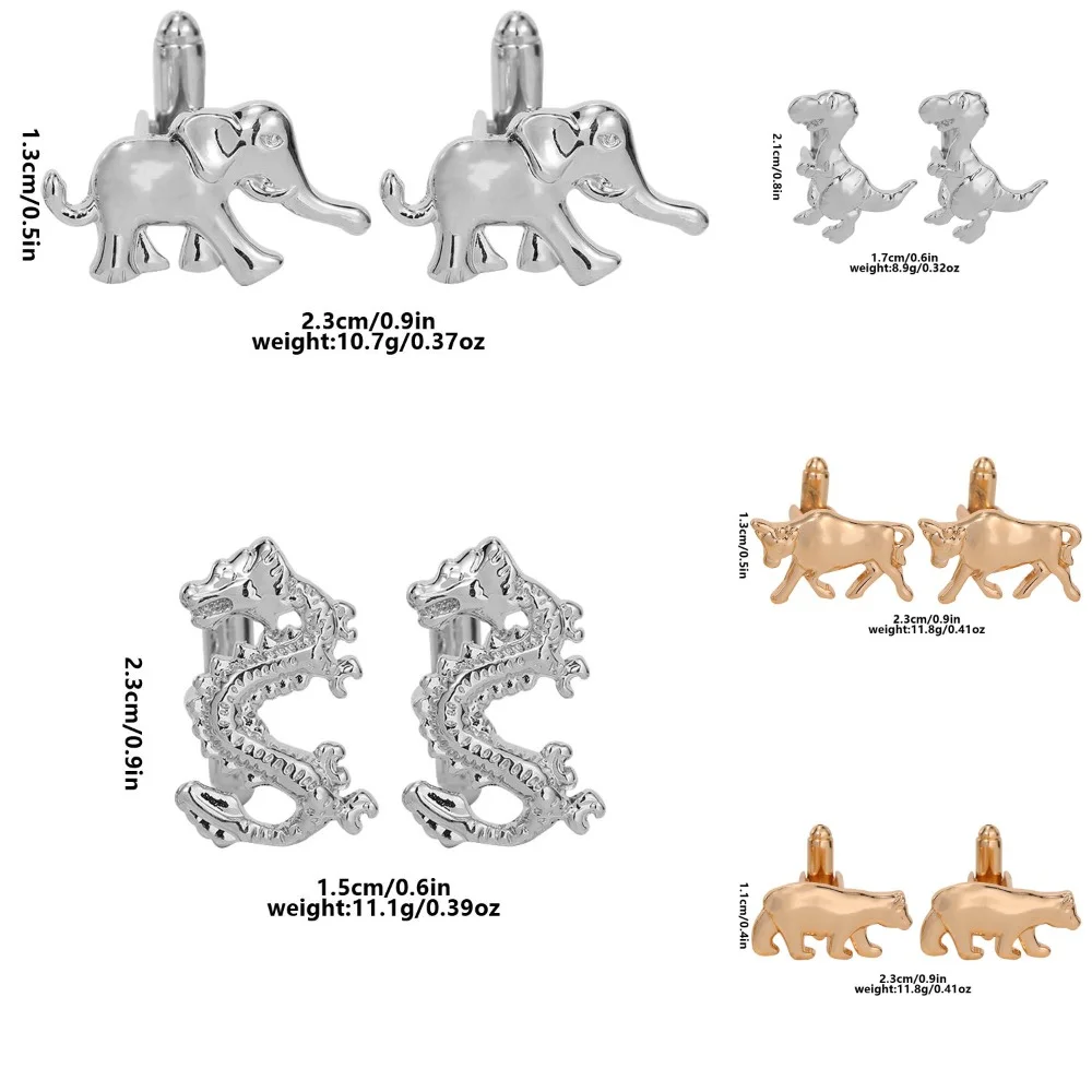 Animal Collection Drache Elefant Kuh Dinosaurier Eisbär Koala Manschettenknöpfe für Männer Hemd Anzug Schmuck Zubehör – Detail 1