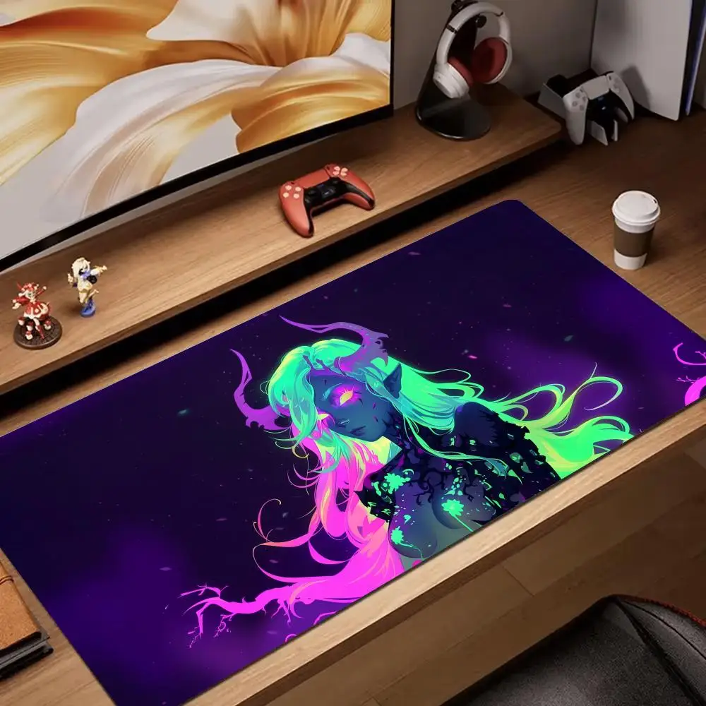 

Neon-style witch playmat anime Mouse Pad rubber anti-slip Desk Mat gamer pc accessories Gaming mat keypad expansion mousepad