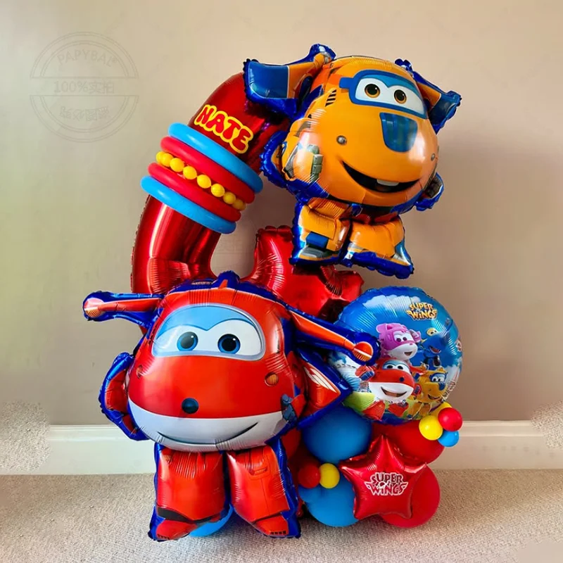 43 قطعة جديد سوبر أجنحة الألومنيوم احباط Globos جيت بالدوار احباط بالون الكرتون موضوع ديكور عيد ميلاد ديكور استحمام الطفل اللعب لوازم