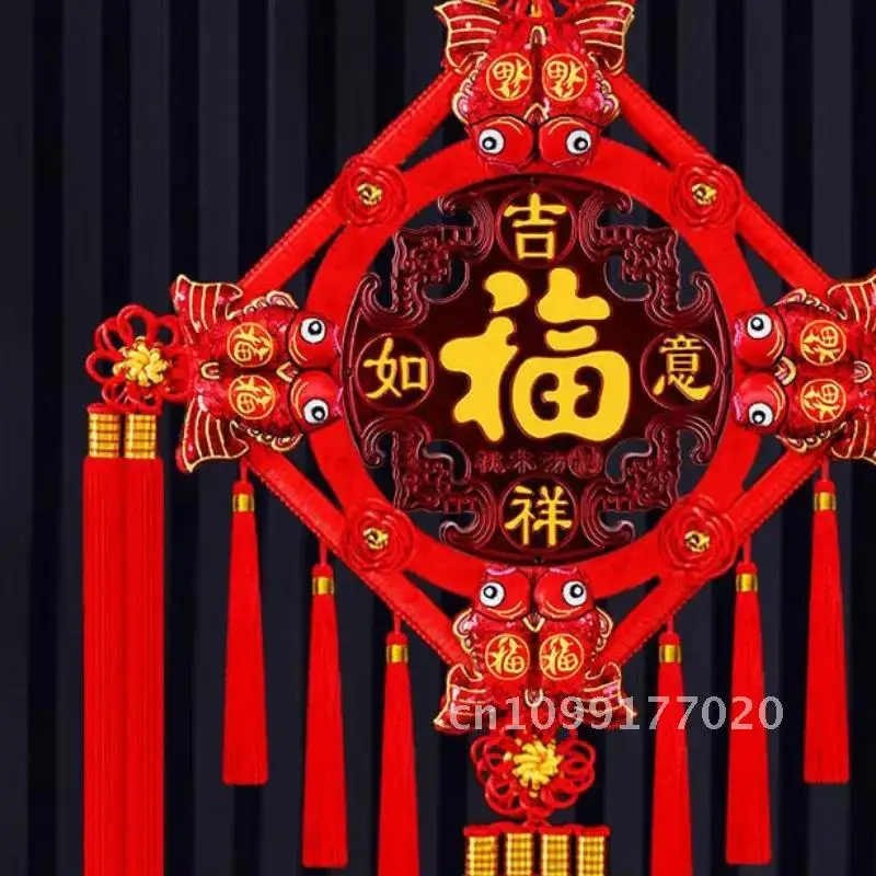 ห้องแบบดั้งเดิมแขวนพู่เครื่องประดับตกแต่งพื้นหลังทีวีผนังสไตล์จี้ติดตั้งเทศกาล Living ฤดูใบไม้ผลิจีน