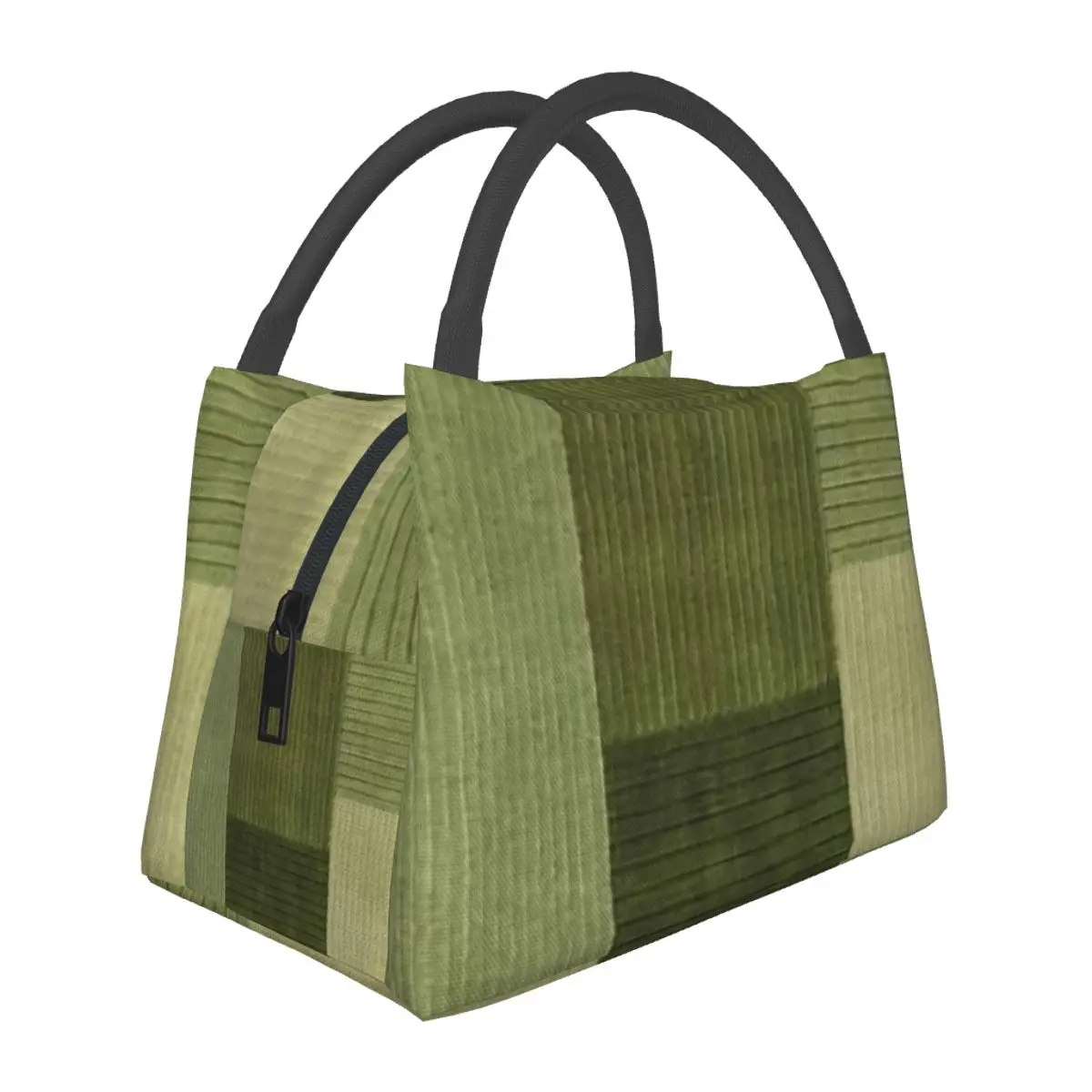 Corduroy Sage Green Pattern Lightweight Handheld Insulated Lunch Bag Aluminum Foil Liner for Adults Students Travel Picnic