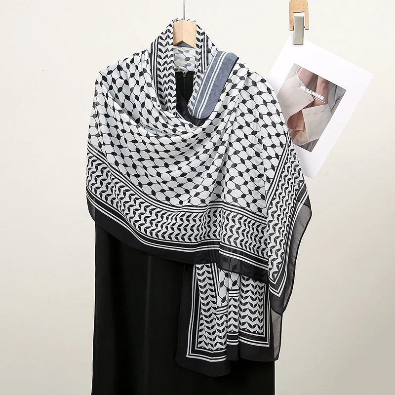 Nuova palestina sciarpa Keffiyeh donne stampate Chiffon Hijab fascia foulard Headwrap scialle lungo delle donne musulmane 180*70cm