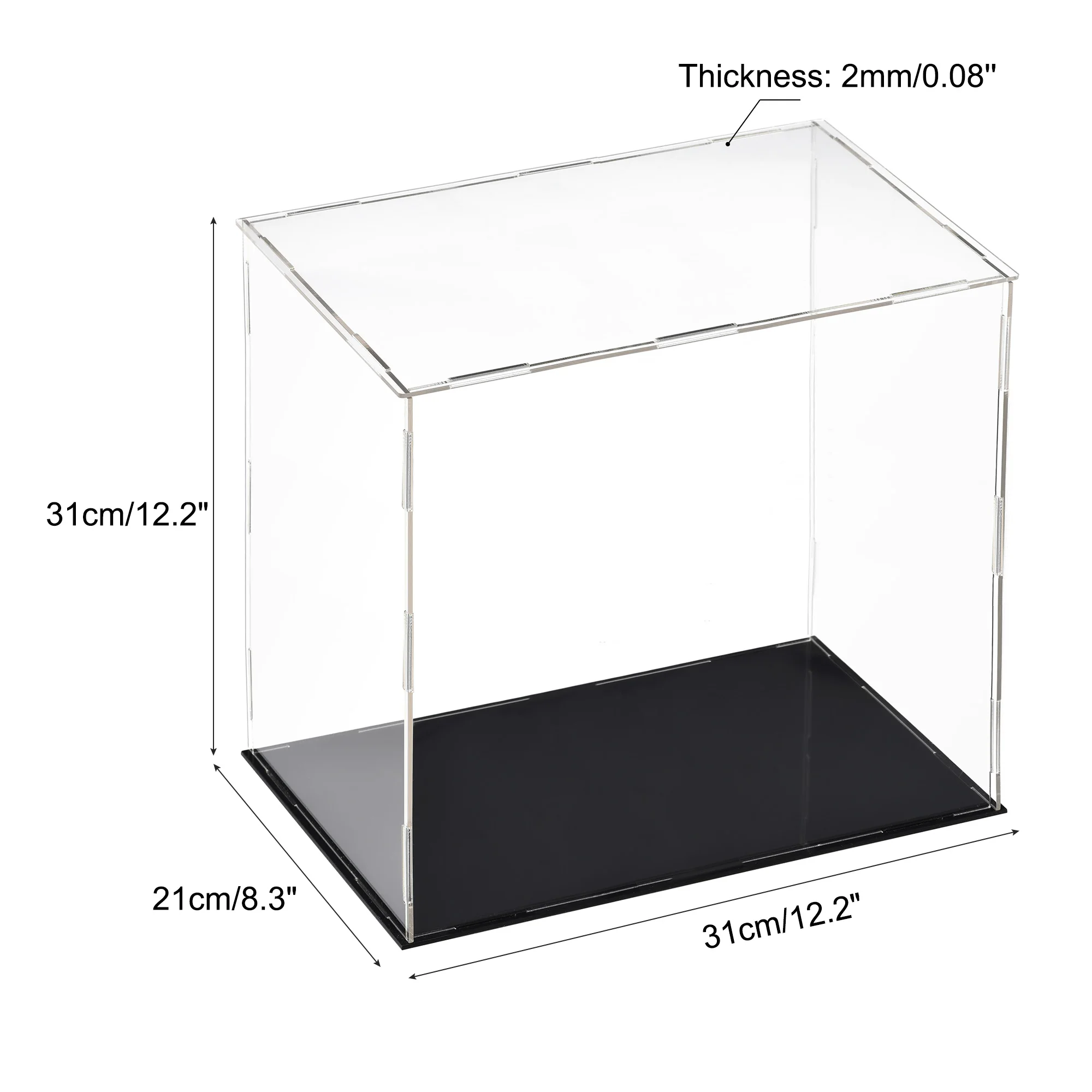 5 Size Acrylic Black Base Dustproof Clear Display Show Case Showcase Cube Collectibles Show Box for Model Toy Action Figures