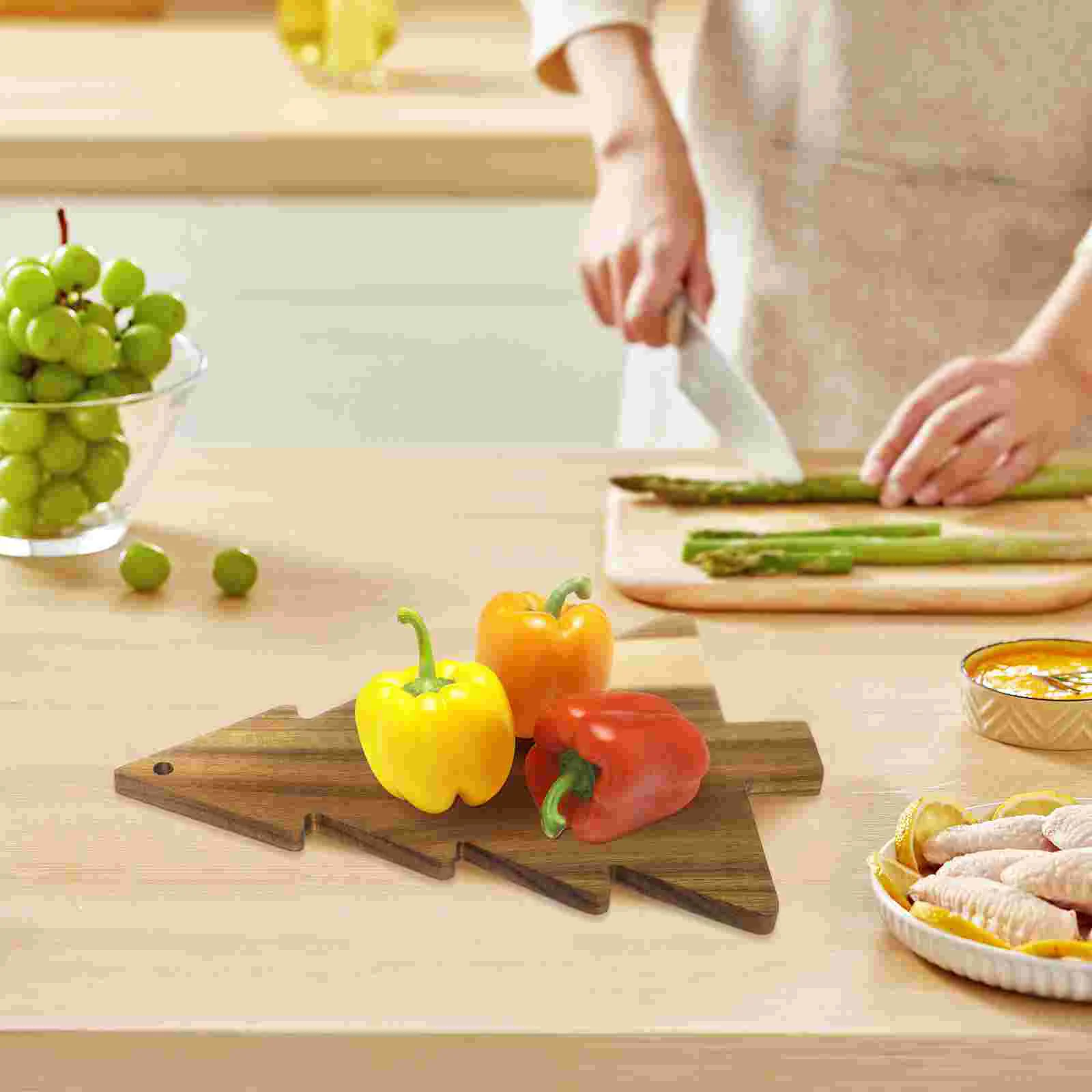 Tabla de cortar árbol de Navidad restaurante comida plato de cena Panel de Sushi comida bandeja de pan decoración creativa postre bebé de madera