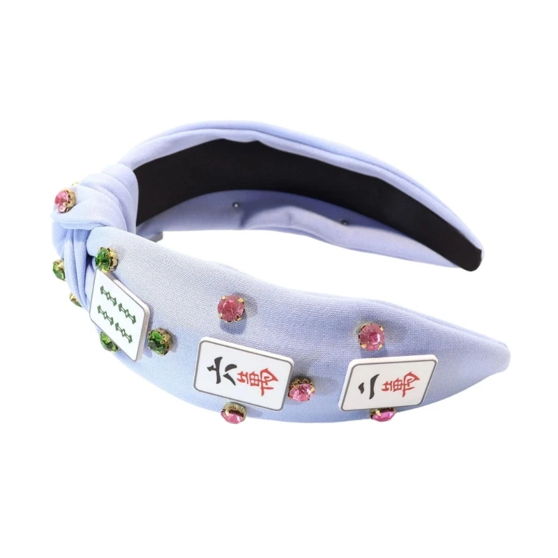 

Mahjong Headband Ruched Padded Wide Hair Band for Gatherings, Parties, Game Theme Outfit Styling, and Event Looks Y08E