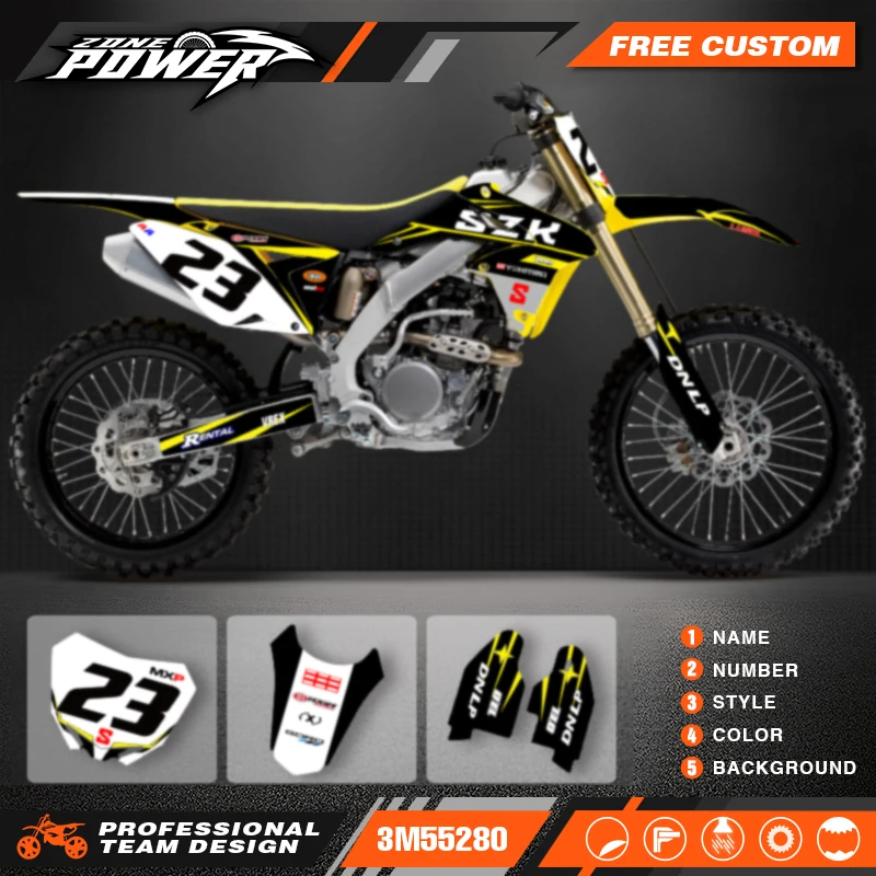 Powerzone Motorcycle Graphics Background Decals Stickers For SUZUKI RMZ250 RMZ 250 2010-2013 2014 2015 2016 2017 2018 2