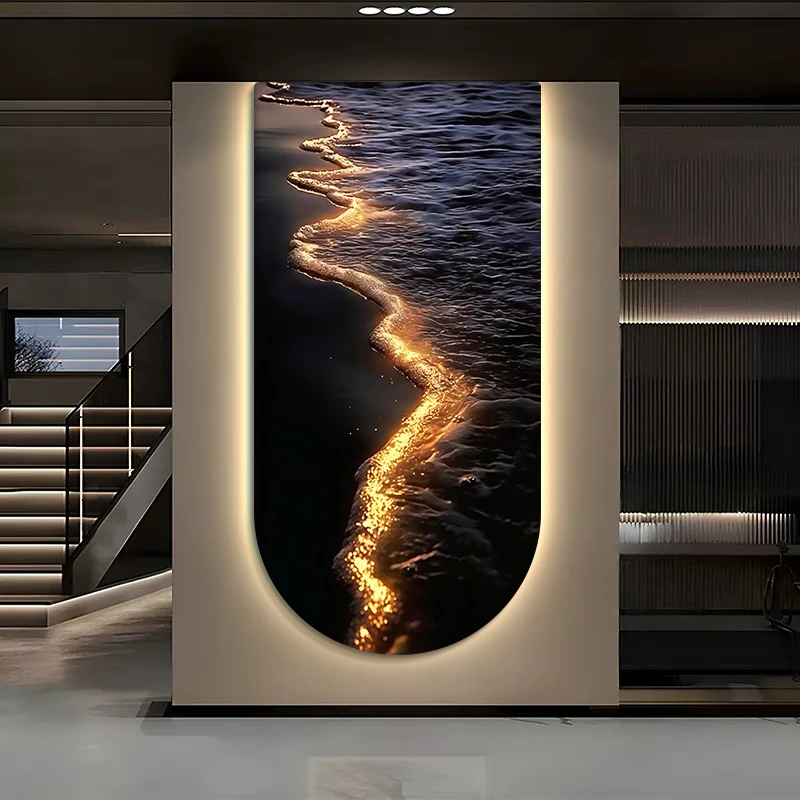 xx-Ocean Wave Entrance Entrance Decoration Painting Led Home Interior Decoration Tableau Decoration Mural Wall Lamp Led Lights