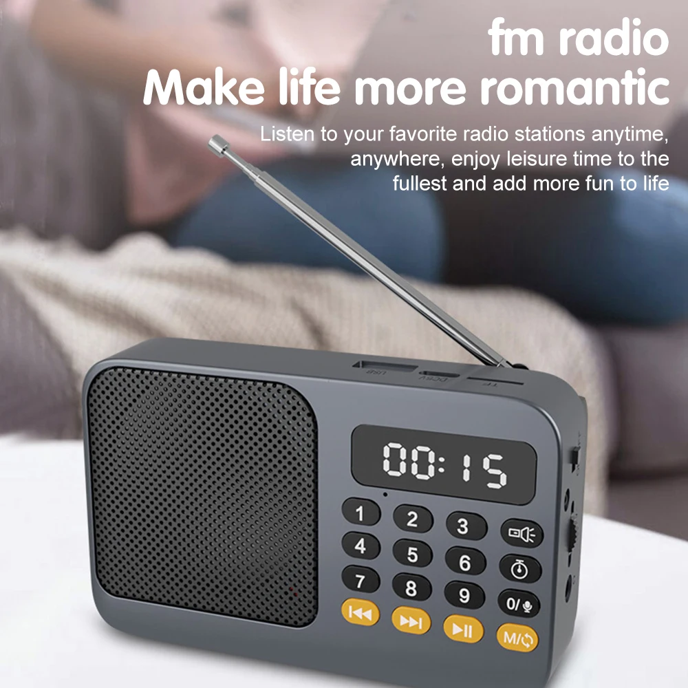 Tragbares FM-Radio, Bluetooth 5.0-Lautsprecher, TF-Karte, U-Disk, MP3-Player, Aufnahme mit einer Taste, 3,5-mm-Kopfhöreranschluss, Outdoor-Audio-Player – Detail 4