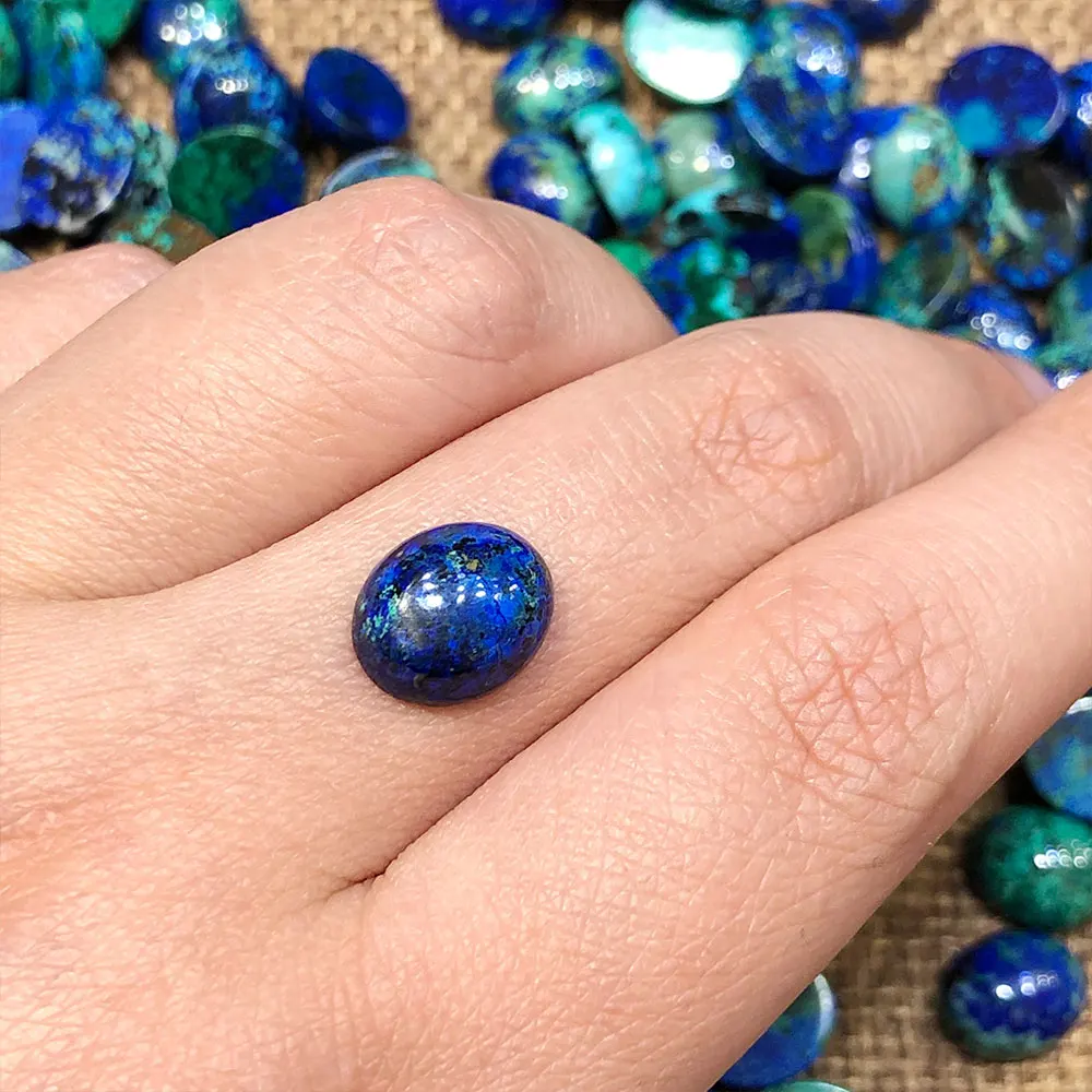 Pierre naturelle Azurite forme ovale cristaux pierres précieuses pierres de cristal Quartz minéral pierre précieuse spirituelle décoration de la maison décorative