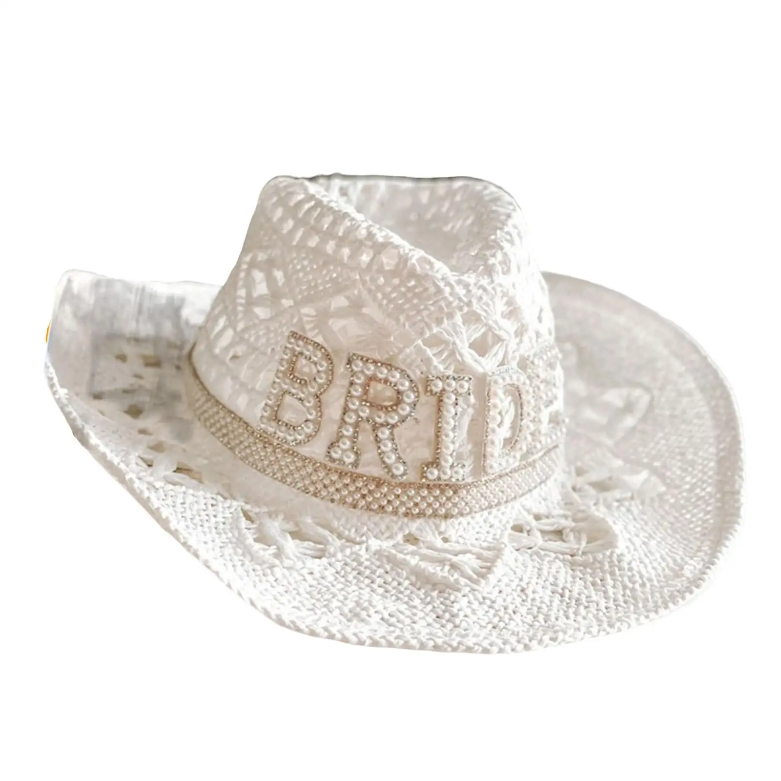 Breathable White Cowboy Hat for Bride Western Felt Wedding Party Favor Sun Hat Women Wide Brim Floppy Cowgirl Costume