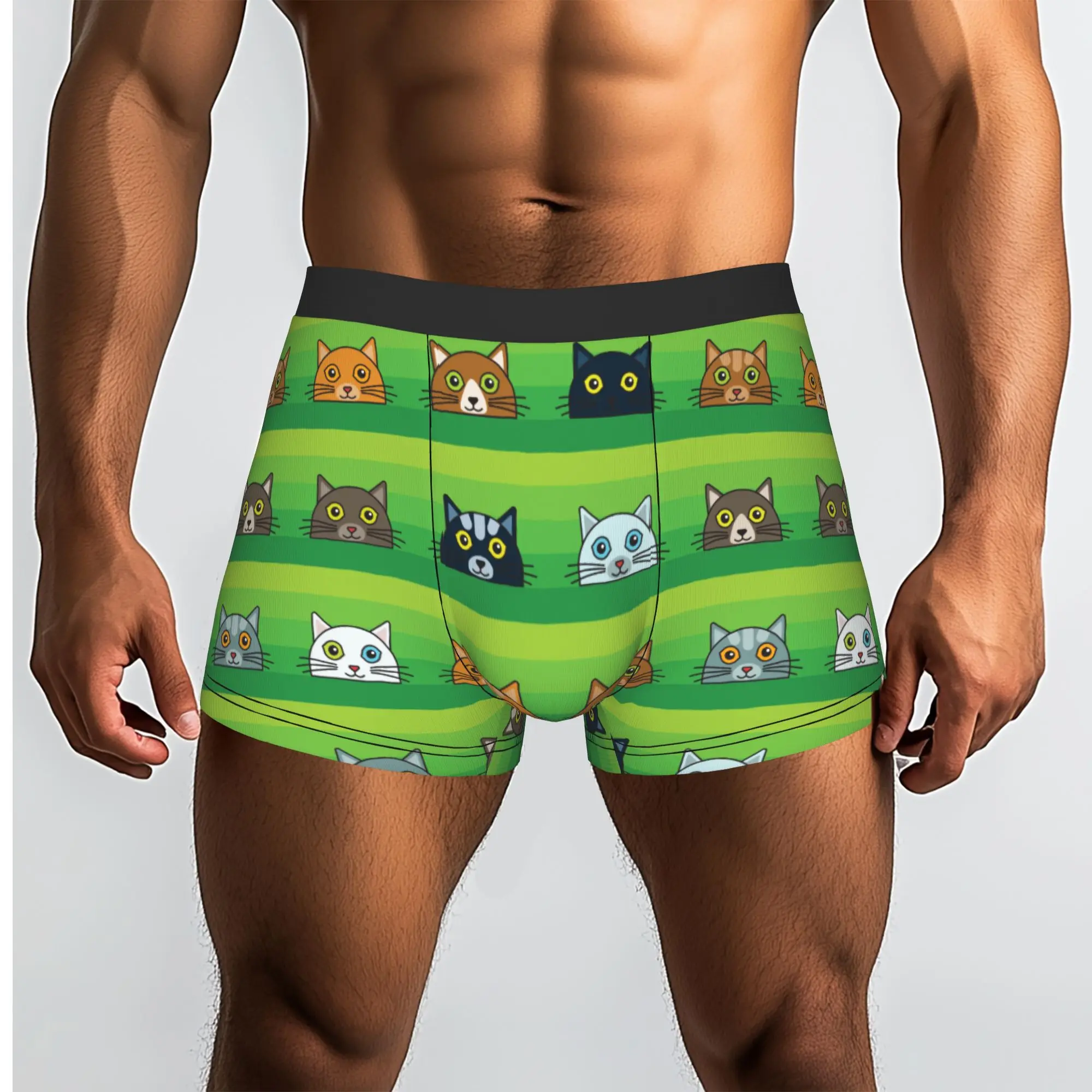Customized Funny Cute Cats Heads Pattern Boxer Shorts For Men 3D Printed  Underwear Panties Briefs Stretch Underpants