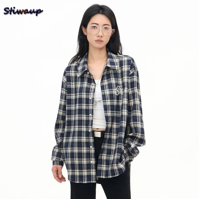 

Women's Plaid Shirt 2025 Luxury Designer Long Sleeve Blouse High Quality Large Size Tops Ladies Fashion Casual Office Wear