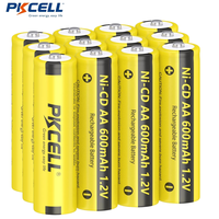 PKCELL 12PCS NI-CD AA 600mAh 1.2v Rechargeable Battery Solar 2A Batteries for Outdoor Solar Lights