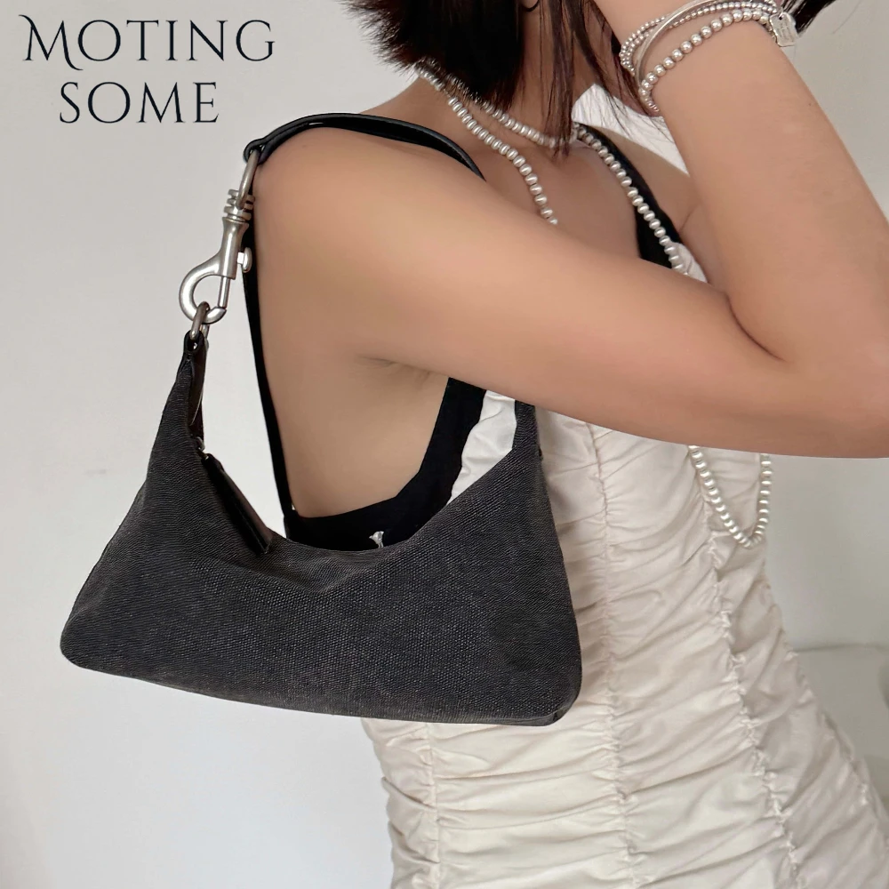

Motingsome Thick Canvas Woman Purse Shoulder Crossbody Saddle Bag Underarm Summer Bags Fashion Lightweight Daily Bag 2025 New