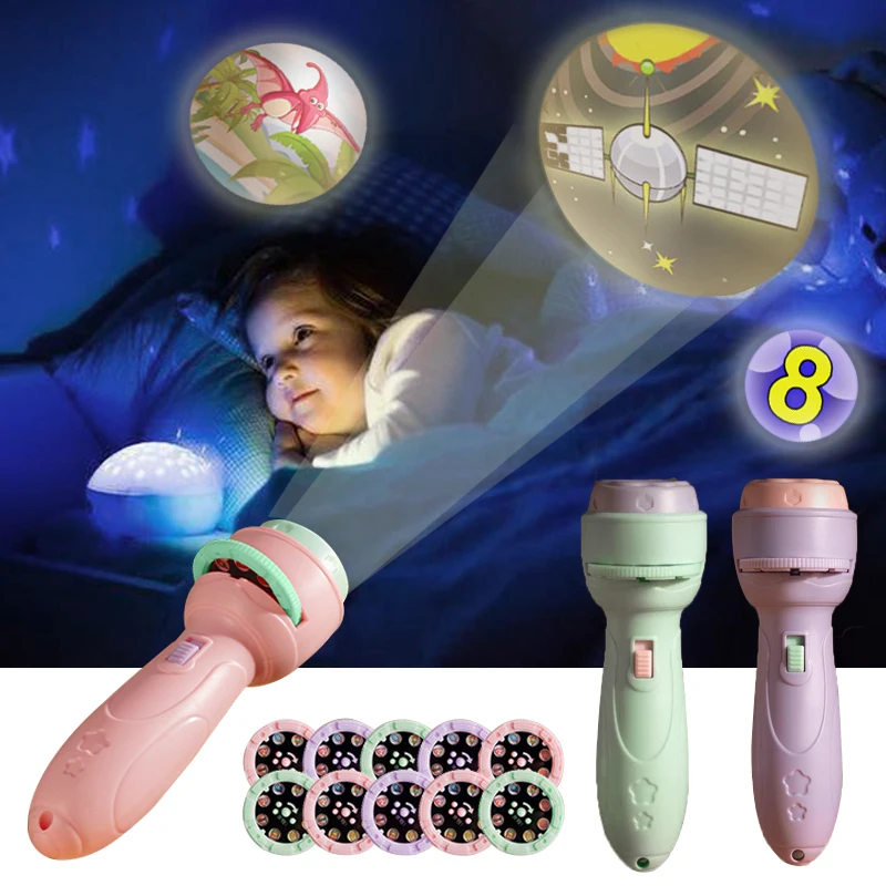 Linterna para proyector, juguete educativo para educación temprana, juguete luminoso de iluminación para niños, proyector con patrón de dibujos animados