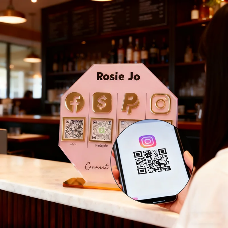 

Personalized Customizable QR Code Acrylic Plaque With Durable Bracket Ideal For Merchant Counters Payment Scan Sign Business