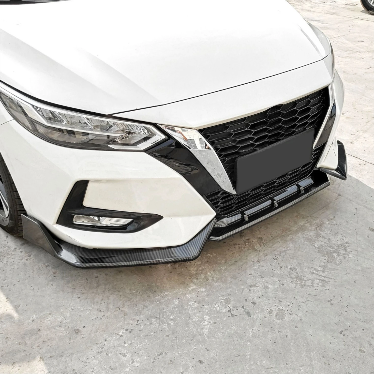 For Nissan Sylphy 14th Gen 2020 2021 2022 Front Bumper Spoiler Lip Lower Diffuser Splitter Tuning Guard Grille 3PCS Body Kits