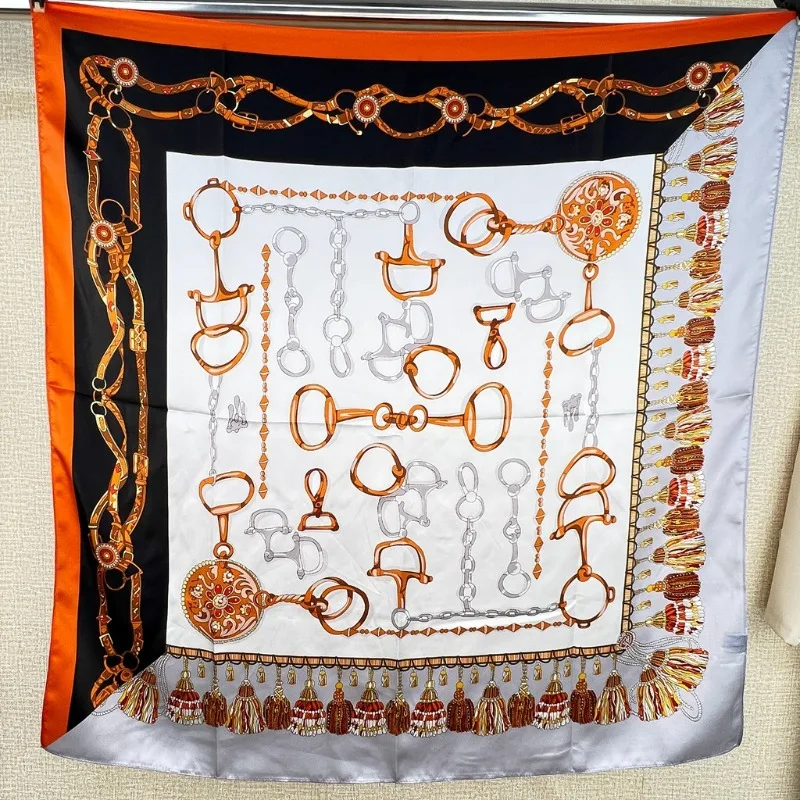 100% Mulberry Silk Scarf Women Fashion Comfortable Double Sided Print Square Scarf Shawl Spring Summer