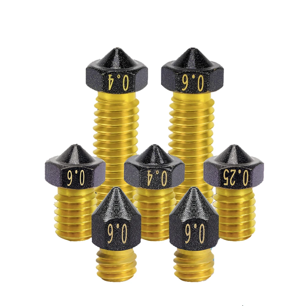 2pcs MK8/E3D/Volcano Nozzle Head Plated PTFE 0.2-1.2mm 3D Printer Parts Brass Nozzles for 1.75mm CR6 SE Ender3 KP3S CR10