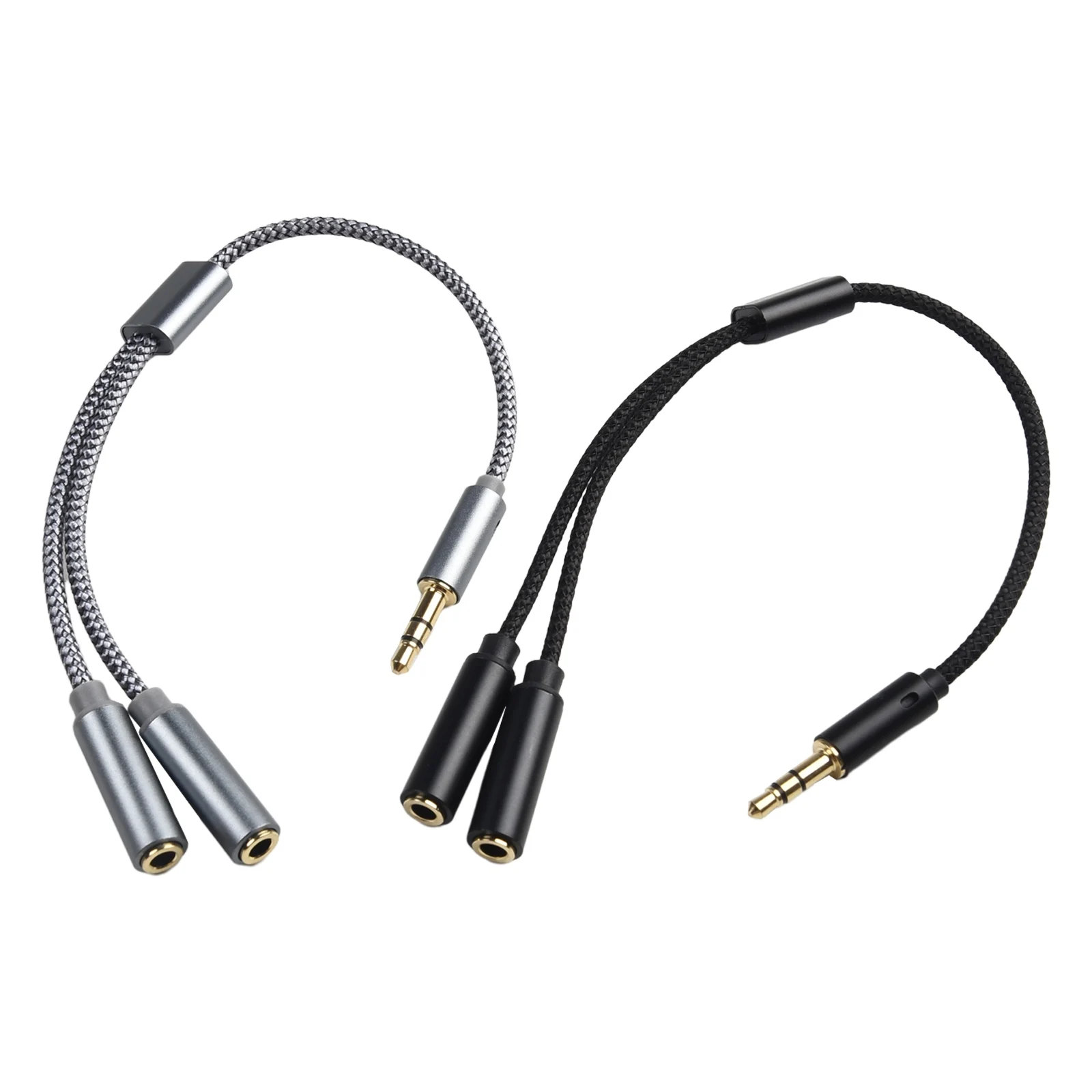 Headphone Splitter 3.5mm Extension Cable Audio Stereo Y Splitter Hi-Fi Sound 3.5mm Male To 2 Female Ports Earphone Cable Adapter