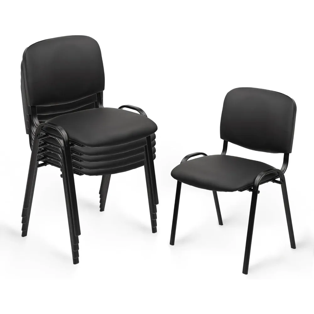 

Штабелируемые стулья для зала ожидания, стул для приема гостей из искусственной кожи с мягким толстым сиденьем и поддержкой спинки, штабелируемый стул