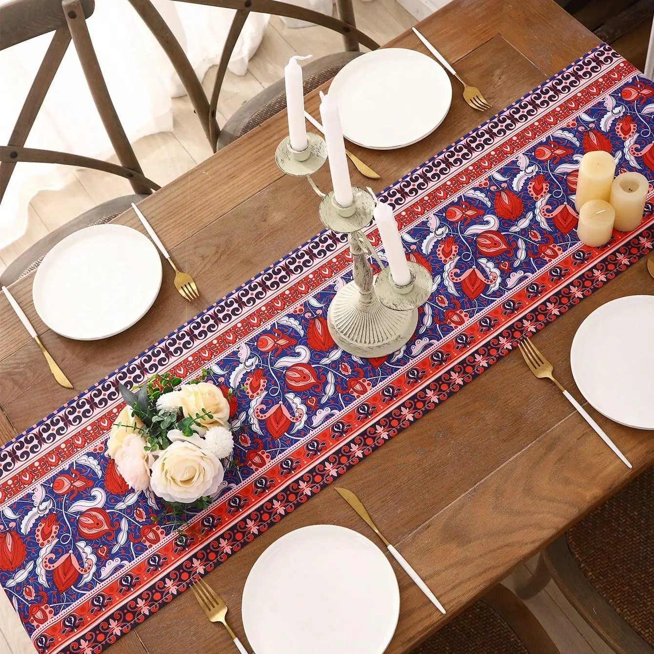 MultiColor Flower Table Runner Tablecloth  Centerpieces For Table Decoration Rectangular Screen Tablecloth Wedding Decorations