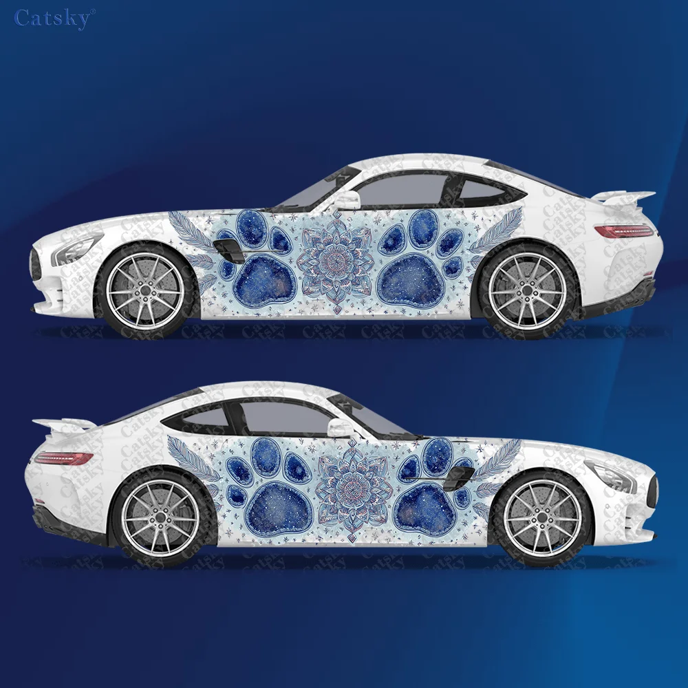 

Декор боковой наклейки автомобиля с принтом кошачьей лапы, звездное небо, водонепроницаемая, устойчивая к царапинам наклейка из ПВХ, защита автомобиля, автоаксессуары в подарок