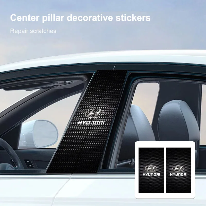 2 pçs emblema do carro centro pilar adesivo porta automática decorativa 3d adesivos para hyundai fe sonata solaris azera creta i30 ix25 ix35