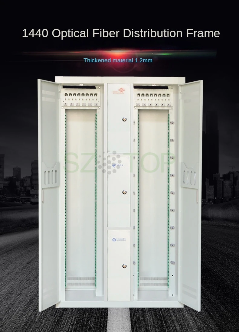 

1440 Core ODF Empt Cabinet 3 in 1 Fiber Optic Distribution Frame cold-rolled sheet thick can be installed 120pcs ODF customized