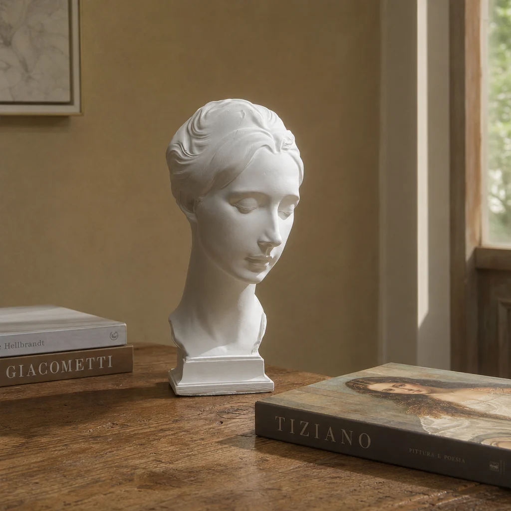 Classical Young Lady Plaster Bust Sculpture European Female Portrait Sketch Drawing Model Desktop Home Study Art Decor