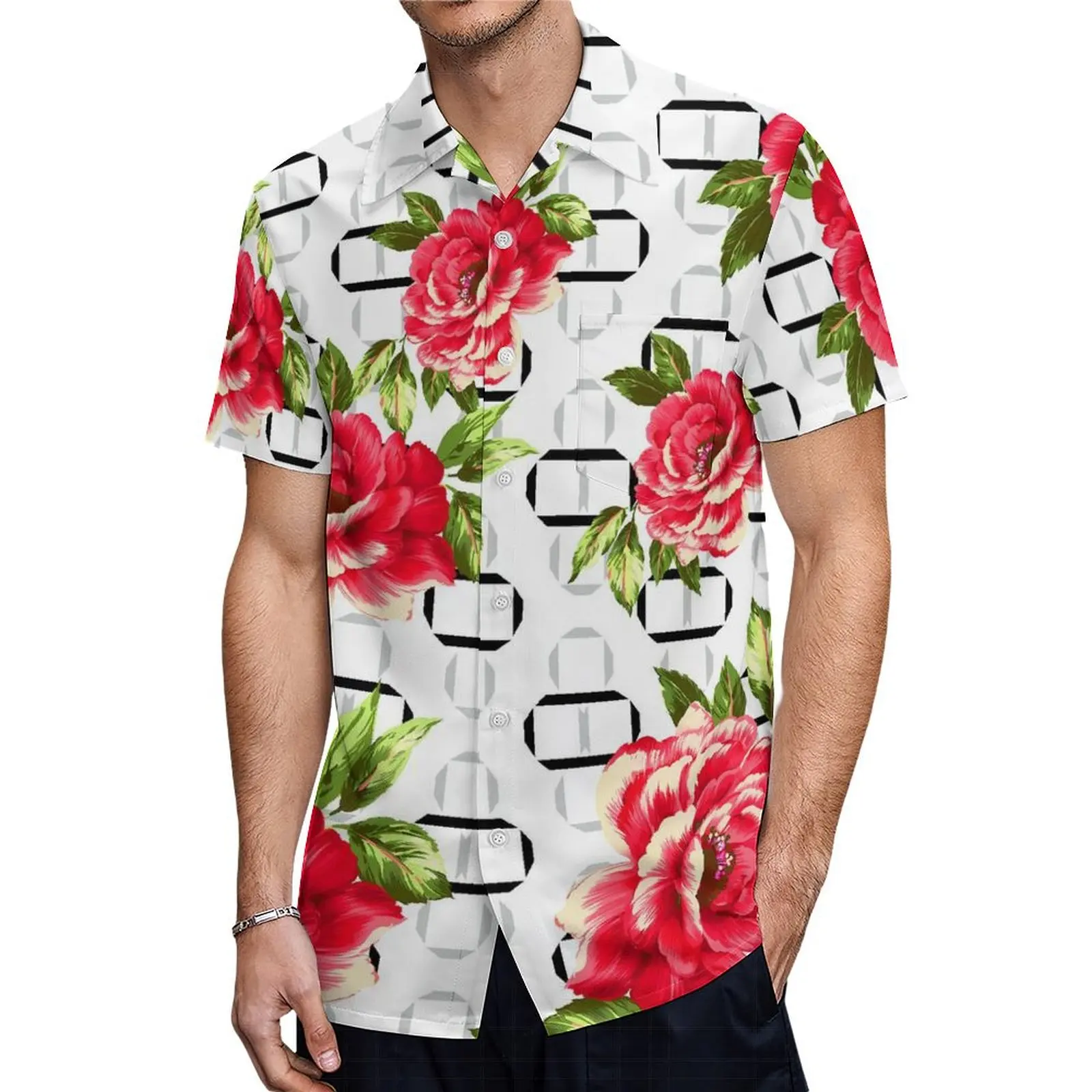 Vestido de cuello redondo para mujer, elegante vestido de noche de cóctel con estampado Floral y camisa polinesiana para hombre, traje de pareja