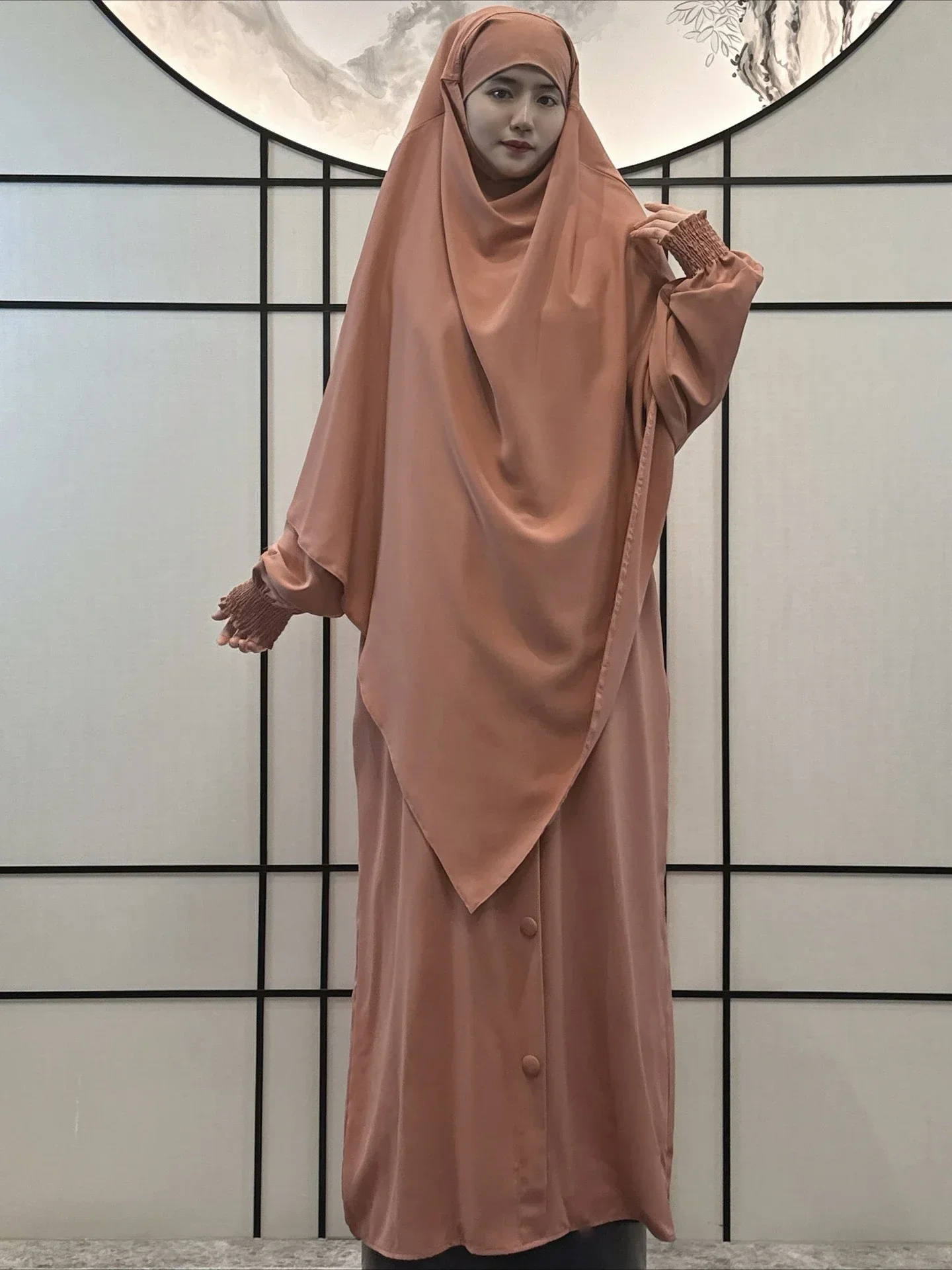 Robe de Prière pour Femme Musulmane avec tiens imar Hijab, Ensemble 2 Pièces, Eid Abaya, Longue Robe, Écharpe de Sauna, Kaftan Islamique Marocain, Jalabiya Éducatif