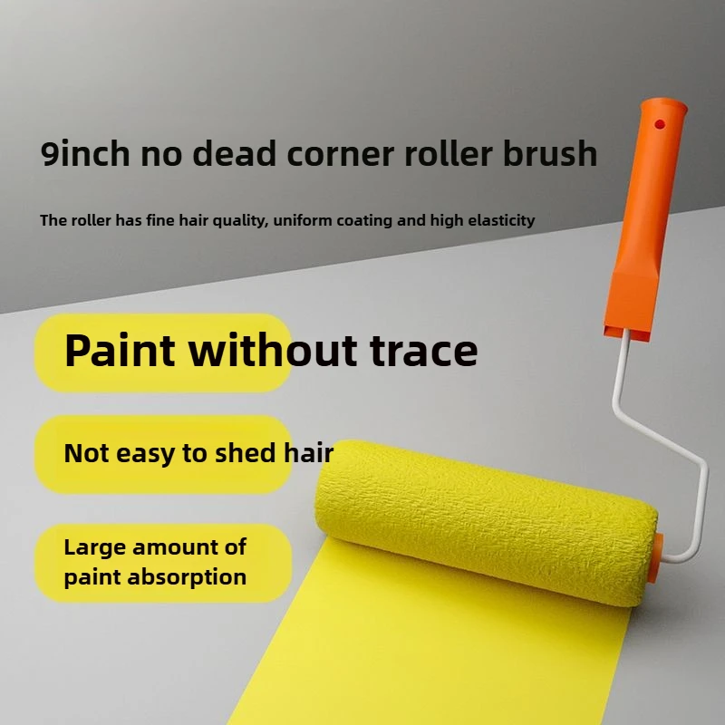 

9-дюймовая роликовая щетка без мертвого угла. Специальный набор инструментов для рисования на стене без выпадения волос с 3-дюймовыми щетками из свиной шерсти.