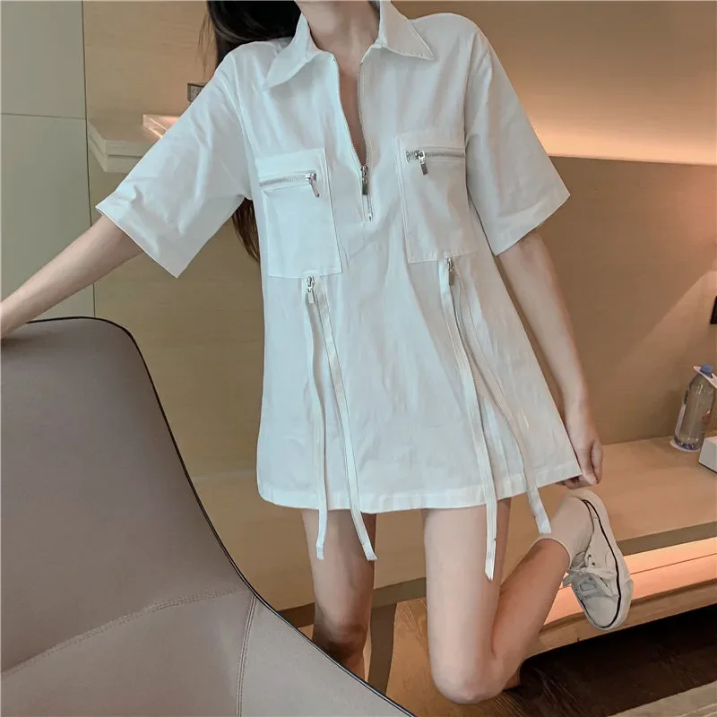 2026 Summer New Korean Women's Retro Elegant Casual Short Sleeve Top T-shirts Loose Golf Shirt Fashion Women Golf Clothing