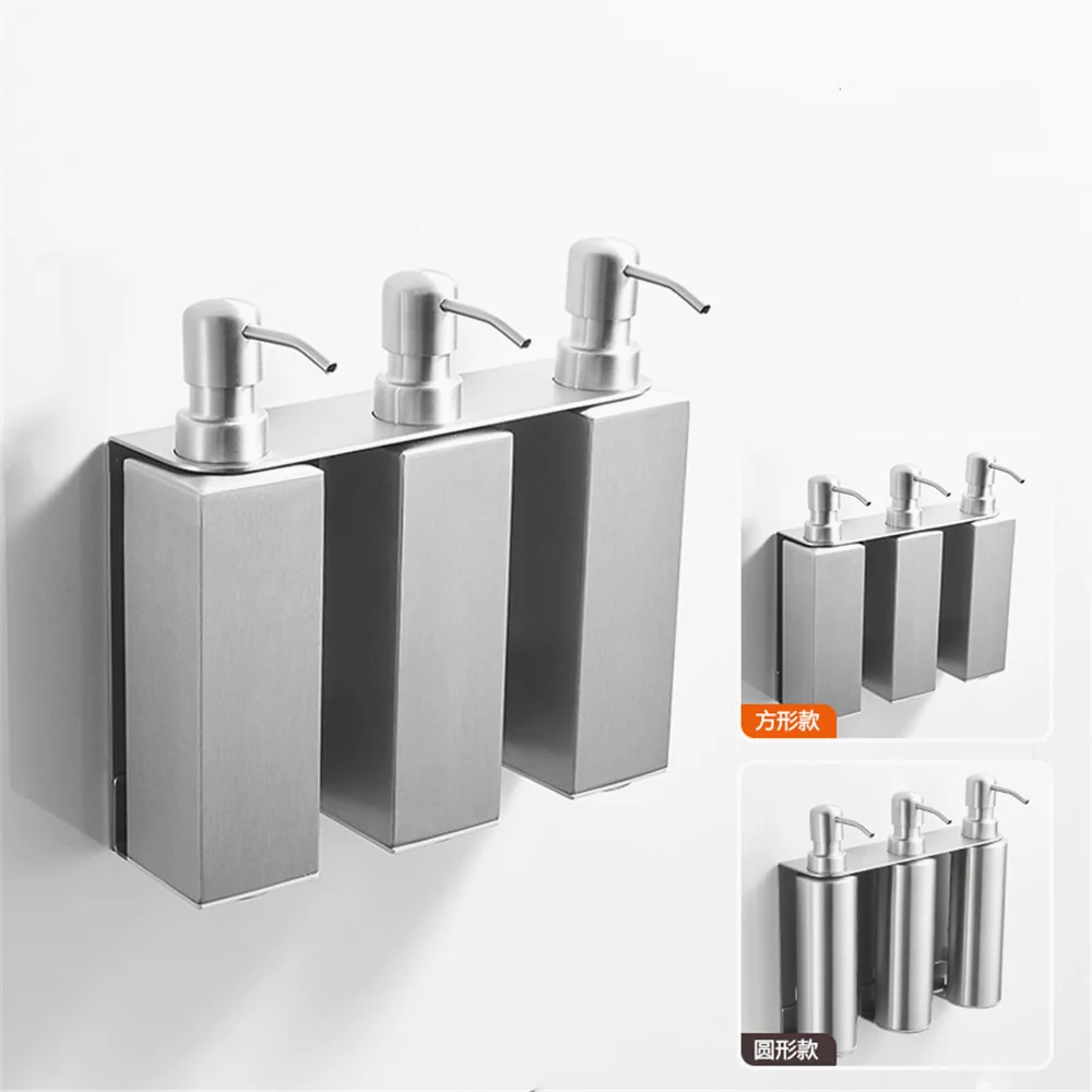 304 Stainless Steel Liquid Soap Dispensers Wall Mounted Bathroom Liquid Press Hand Soap Dispenser Round Square,L24001